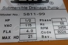 Amt 5811-99 1 2 Hp 3450 Rpm 115cac 21 Ft Max Head Submersible Drainage Pump