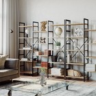 Bookcases And Bookshelves Triple Wide 5 Tiers Industrial Bookshelf  Large Eta   