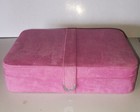 Rare Vintage New Mele   Co   Mirror Pink Sueded Jewelery Makeup Box