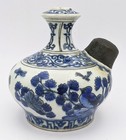17th Century Safavid Blue   White Pottery Kendi