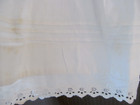 1800s Antique Young Girl Petticoat Slip white Cotton Handmade Eyelet Lace Trim 