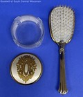 Vintage 2 Pc Vanity Set W Brush   Footed Powder Box