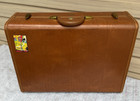 Samsonite Shwayder Bros Brown Hard Shell Train Suitcase Luggage Vtg W hangers 24