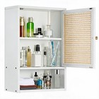 Wall Mounted Bathroom Cabinet  Rattan Door Over Toilet Storage Organizer W shelf