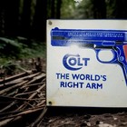 Vintage Colt Revolver Porcelain Sign Gun Pistol Winchester Smith Wesson Gas Oil 