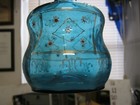 Mint long Neck  hand Painted  Sapphire Blue 1860 s Open Pontiled Barber Bottle