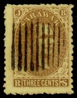 Sarawak 1869 3c Brown Yellow Scott  1  Cancelled Black Bars  Certified