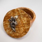 Vintage Trinket Jewelry Box Silver 800 Orchid Natural Yellow Stone Marked Italy
