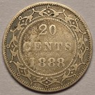 1888 Newfoundland 20 Cents Silver  Nice Canada Canadian 20c Odd Denomination