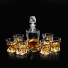 Kanars Crystal Whiskey Decanter Set W  6x Liquor Glasses Home Bar Glassware