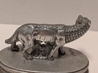 Vintage Capitoline Wolf Romulus   Remus Metal Roman Legend Figurine And Base 
