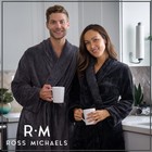 Ross Michaels Mens Robe Shawl Collar Wrap Style - Mid Length Plush Fleece Bat   