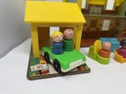 Vintage Fisher Price Play Family House Little People Yellow 1969 W  Car   Extras