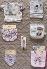 Baby Girl Bib Lot - Nwt Bibs Pacifier Clip   Muslin Burp Cloths  15 Piece Bundle