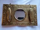 Antique vintage Brass Wall Mirror With Two Lint Brushes   Extremely Unique Piece