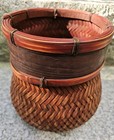 Vintage Brown Japanese Rattan Ikebana Bamboo Basket 7 5 X 6