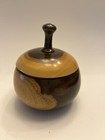 Vintage Hand Turned Wood Round Trinket Box With Tight Fitting Lid