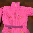 Vintage 80s Sos Neon Pink Ski Snowsuit Womens Size 36 Belted One Piece Suit