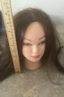 Mannequin Head Long Dark Synthetic Hair Cosmetology Practice Styling Training Do