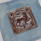Ceramic Decorative Tile Raised Relief Lion Blue-green Mottled Glaze 6x6   