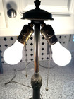Antique Athentic  Pittsburgh Lamp Art Nouveau Bronze Base Molded Leaf Pattern