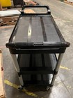 Rubbermaid   Black 300 Lb  Three Shelf Utility Cart   Bus Cart 40  X 20  X 37 