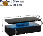 Led Coffee Table 40 Inch Modern 2 Tier Storage Center Table Living Room Black