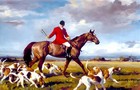 Vintage Painting  Hounds  Fox Hunting  1880  Canvas Wall Art Picture Print