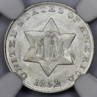 1852 3cs Three Cent Silver Ngc Ms 64