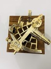 Brass Nautical Sextant With Wooden Box     Vintage Marine Navigation Instrument