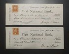 1871 Us Hartford Ct Lot Of 10 Old 1st National Bank Checks Revenue Stamps Conn 