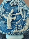 Vintage Antique Blue White Chinese Snuff Bottle Carved  Cinnabar Beautiful