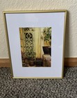 11x14 Gold Framed   Matted Art Print     Mediterranean Courtyard Scene