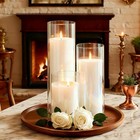 24 Pcs Glass Cylinder Candle Holders With White Pillar Candles Centerpiece Set