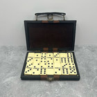 Domino Game 28 Tiles Set With Leather Case Classic Family Travel Board Game