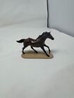 Vintage Porcelain Running Horse Figurine - Dark Brown Glossy Collectible