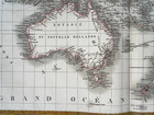 Oceania Australia Polynesia C  1830 Lapie Large Antique Map 19th Century