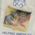 1992 Usa Winter Olympics Albertville France Freestyle Pinback In Original Bag