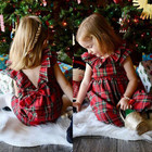 Christmas Toddler Kids Baby Girls Deer Lace Plaid Party Pageant Dress Clothes