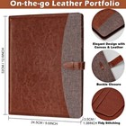 3-ring Binder Office Leather Portfolio Handmade A4 letter Size Pockets Slots New