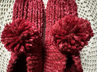 New Handmade Knit Amish House Slippers Burgundy Mix Womans Med Mans Sm 8 3 4 