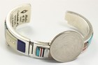 Dale Begaye Navajo Sterling Silver Multi Stone Channel Inlay Cuff Bracelet 51g