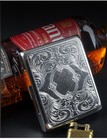 Vintage Metal Silver Engrave Double Sided Cigarette Case Box Men Storage Holder