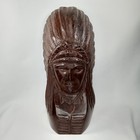 Vintage Hand Carved Wood Native American Indian Chief Bust Sculpture Statue