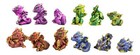 Set Of 12 Metallic Red Green Purple Blue Baby Wyrmling Dragons Mini Figurines