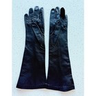 Unique Vintage Black Leather Opera Length Hollywood Glamour Gloves