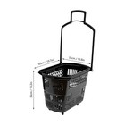 6pcs Blackshopping Carts W wheels And Handle Plastic Rolling Shopping Basket 35l