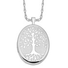 925 Sterling Silver Oval Tree Of Life Locket Necklace