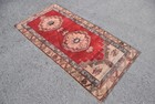 Vintage Turkish Rug 3 1x6 Ft  Red Plants   Trees Rug