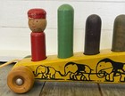 Vintage Holgate  610 Circus Wooden Pull Toy With 6 Wooden Pegs